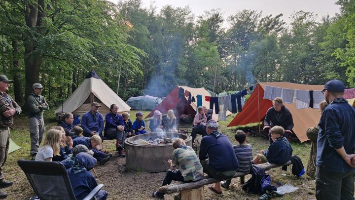 Familiespejdere med på sommerlejr 