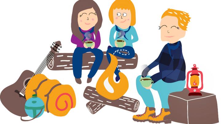 Spejdere omkring et bål