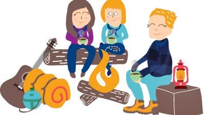 Spejdere omkring et bål